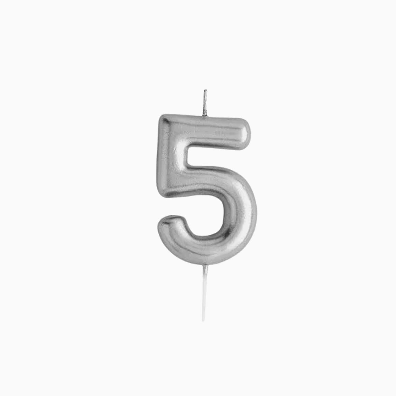 Party Candle-HBMM196 - Silver Number 5 Candle-Hootyballoo