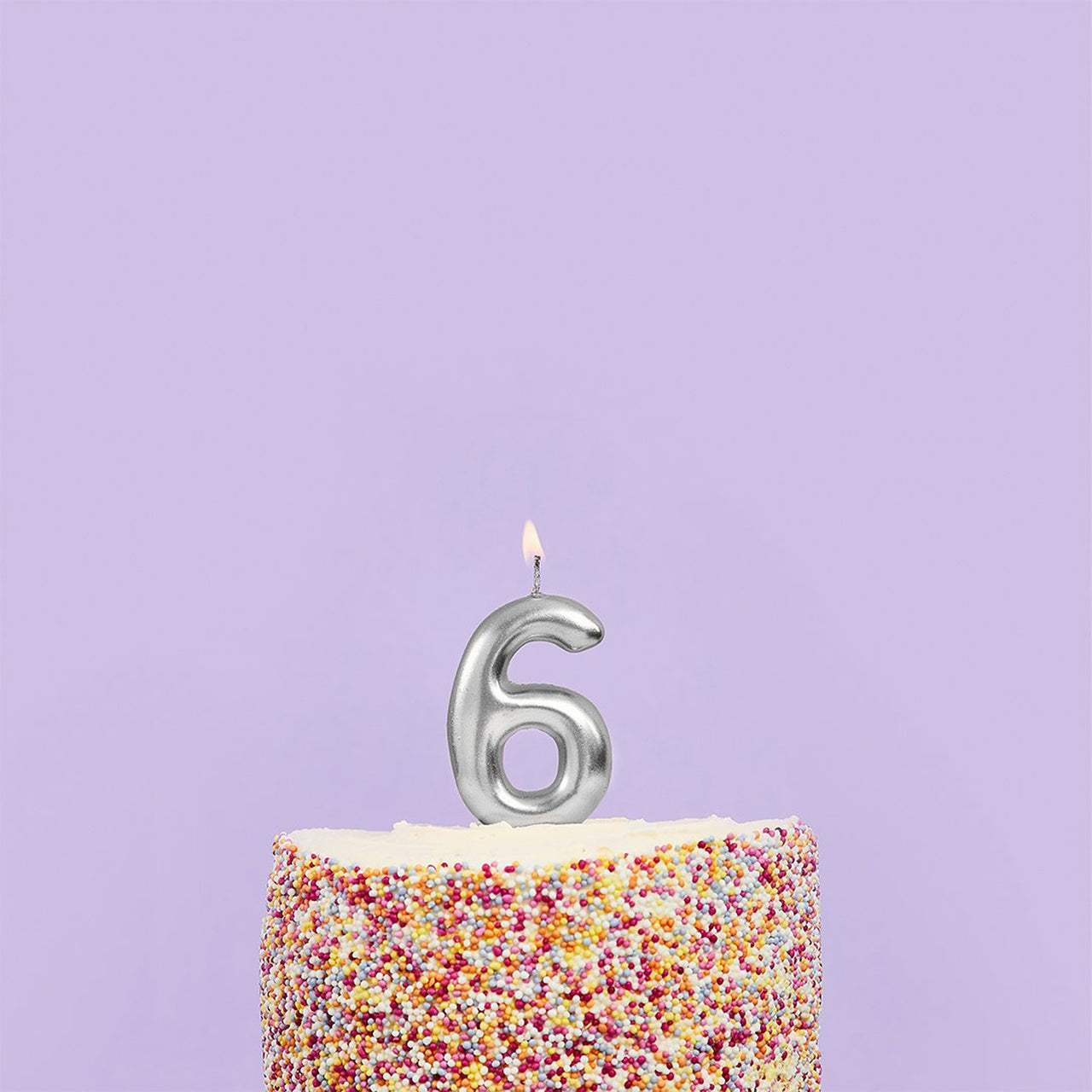 Party Candle-HBMM197 - Silver Number 6 Candle-Hootyballoo