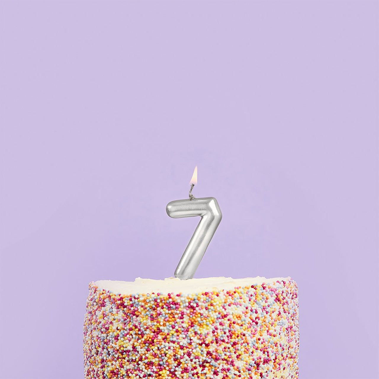 Party Candle-HBMM198 - Silver Number 7 Candle-Hootyballoo