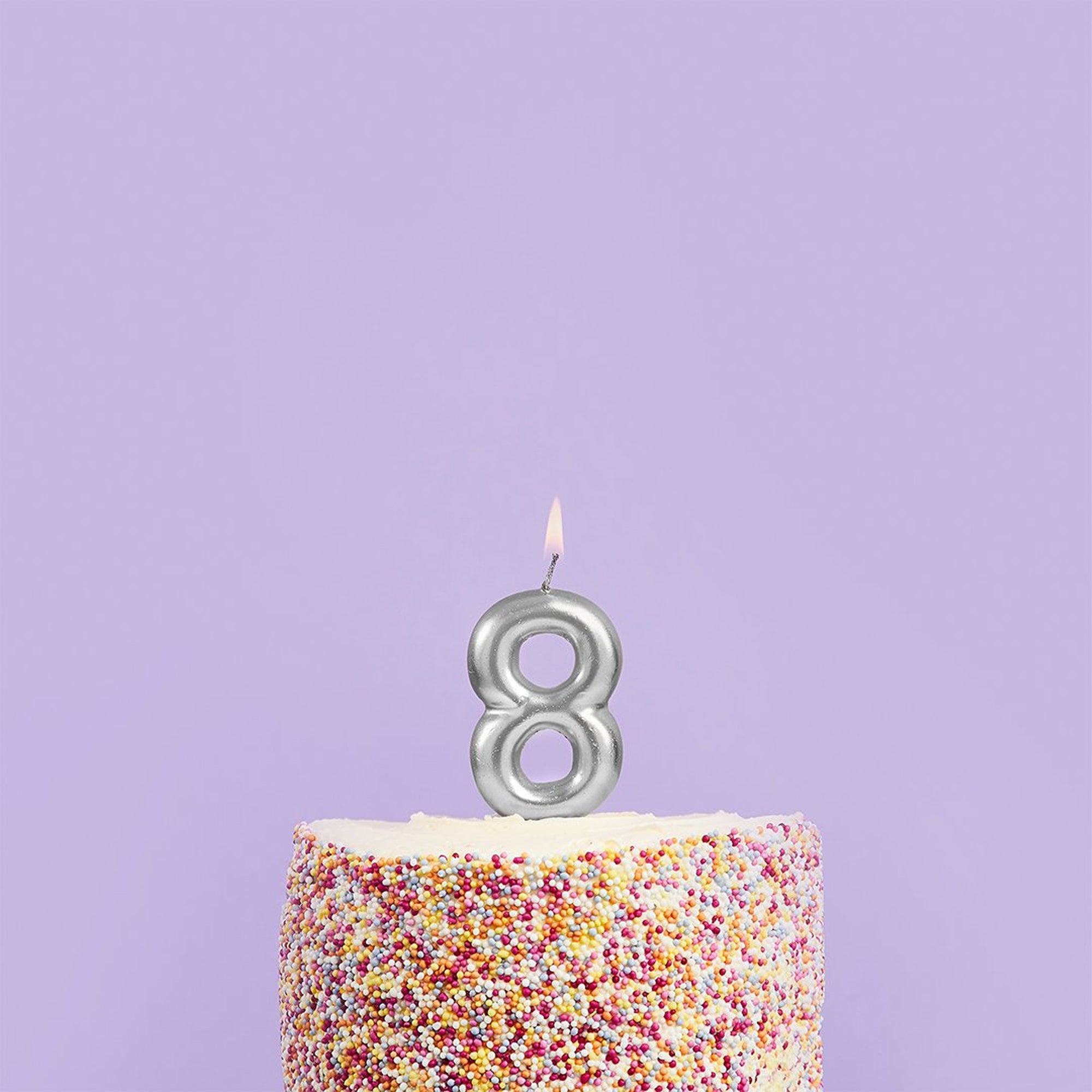 Party Candle-HBMM199 - Silver Number 8 Candle-Hootyballoo