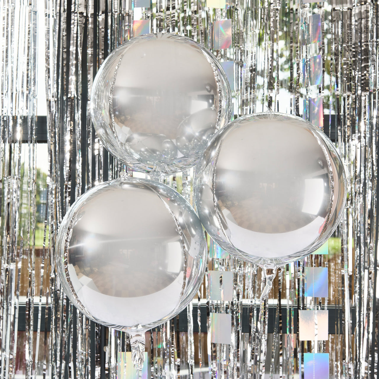 Balloons-HBDP116 - Silver Orb 15" Foil Balloons-Hootyballoo