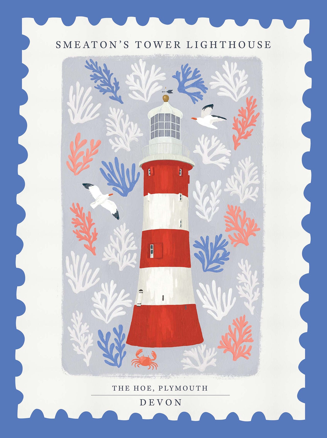 Framed Print-WF1136F - Smeatons Tower Stamp Large Framed Print-Whistlefish