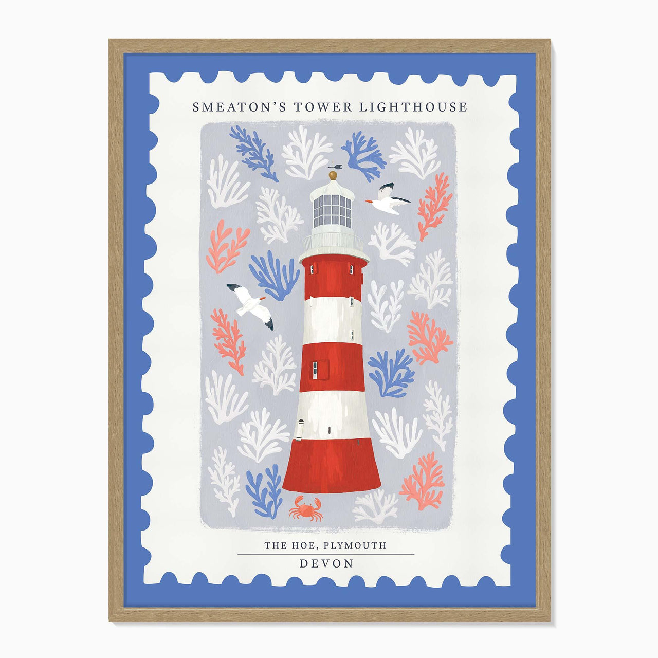 Framed Print-WF1136F - Smeatons Tower Stamp Large Framed Print-Whistlefish