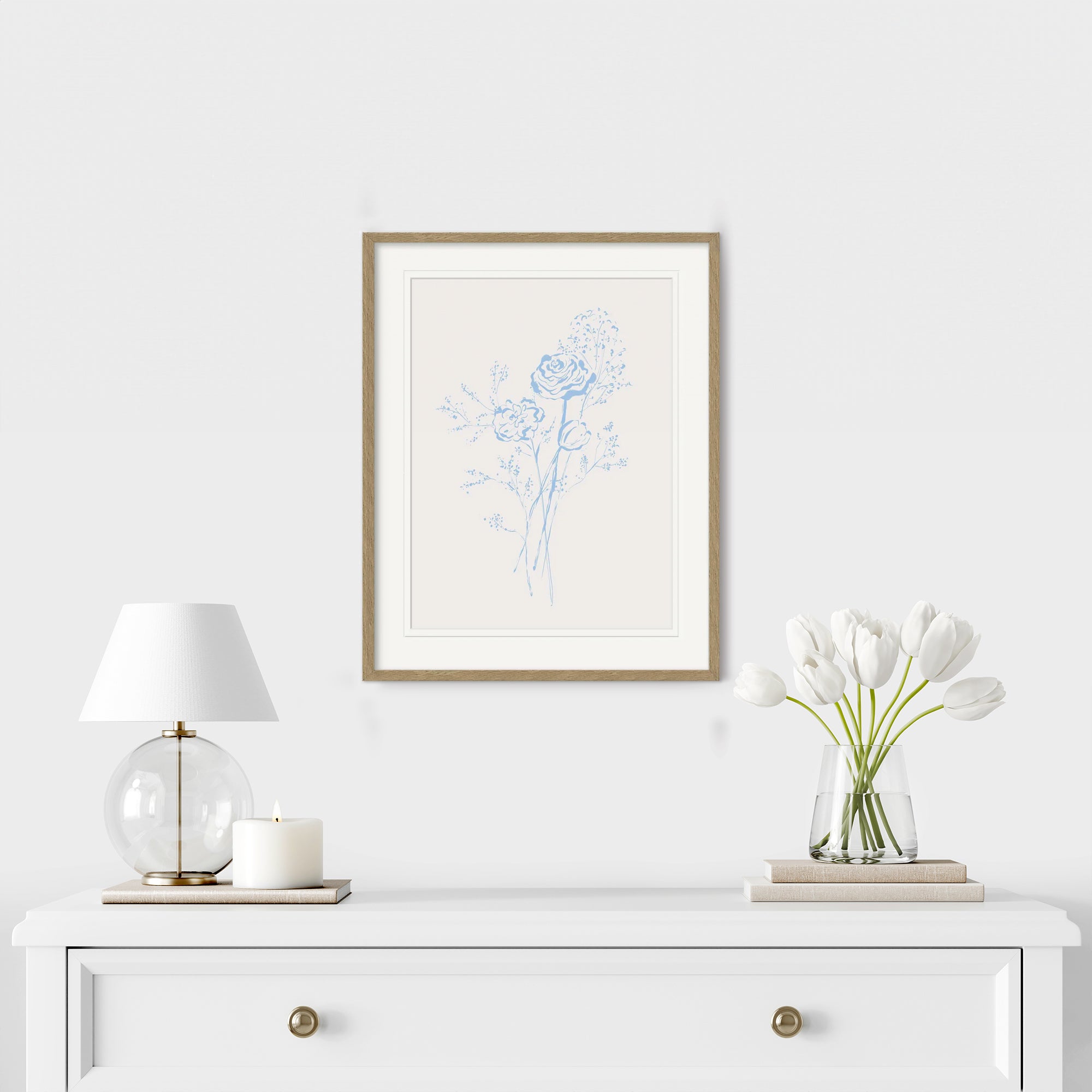 Framed Print-WF1206F - Soft Blue Blossom Small Framed Print-Whistlefish