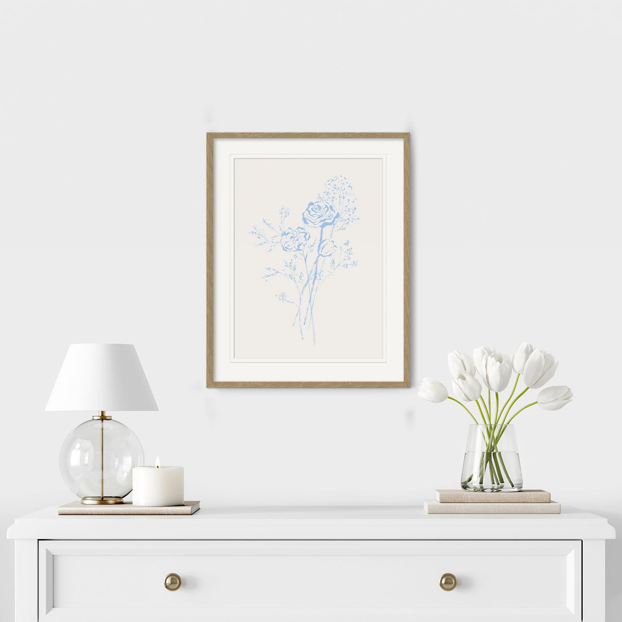 Framed Print-WF1206F - Soft Blue Blossom Small Framed Print-Whistlefish