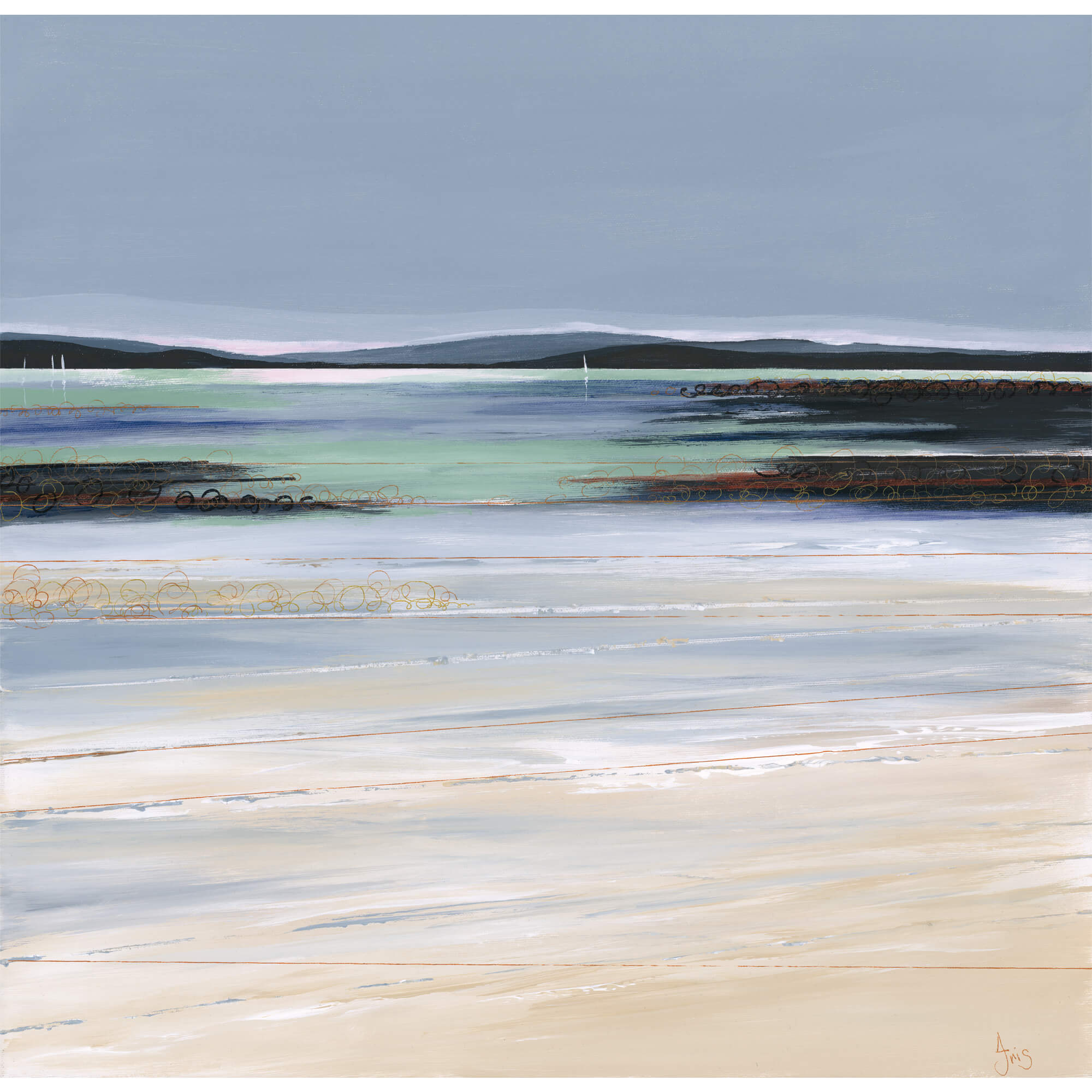 IC210P South Sands Beach Salcombe Art Print