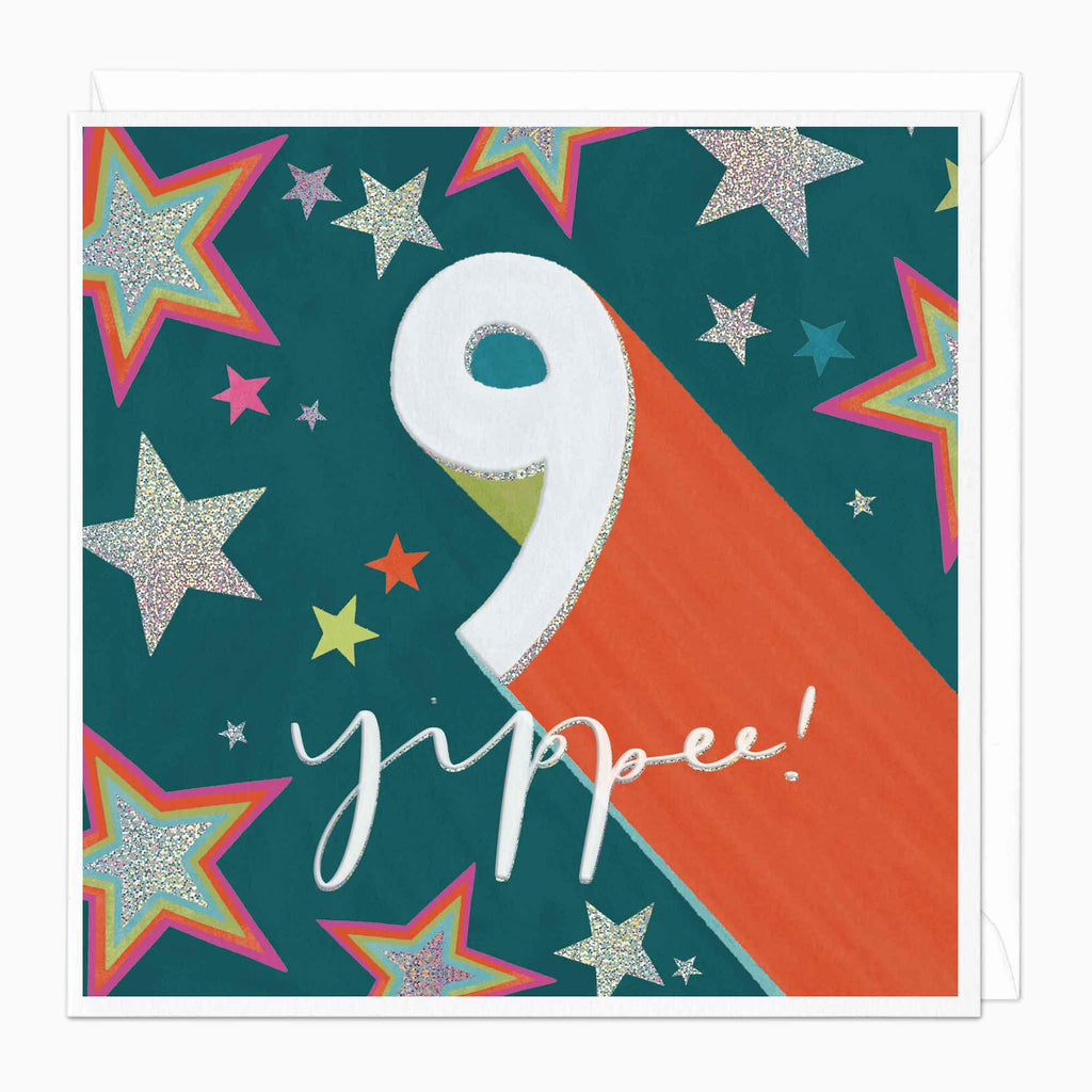 Greeting Card-F265 - Sparkling 9th Birthday Card-Whistlefish