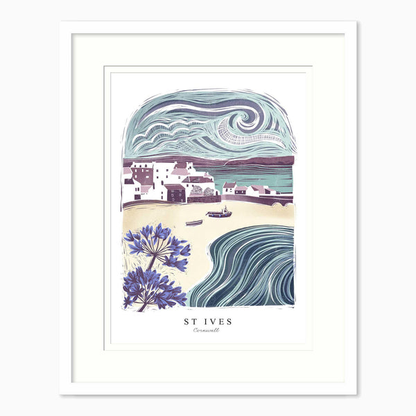 Framed Print-WF1055F - St Ives Lino Large Framed Print-Whistlefish