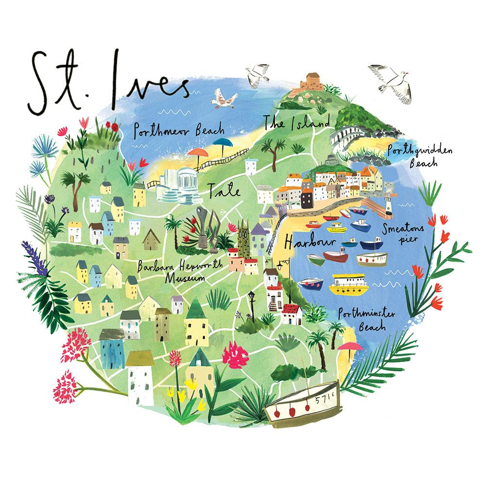 RC05P St Ives Map Art Print