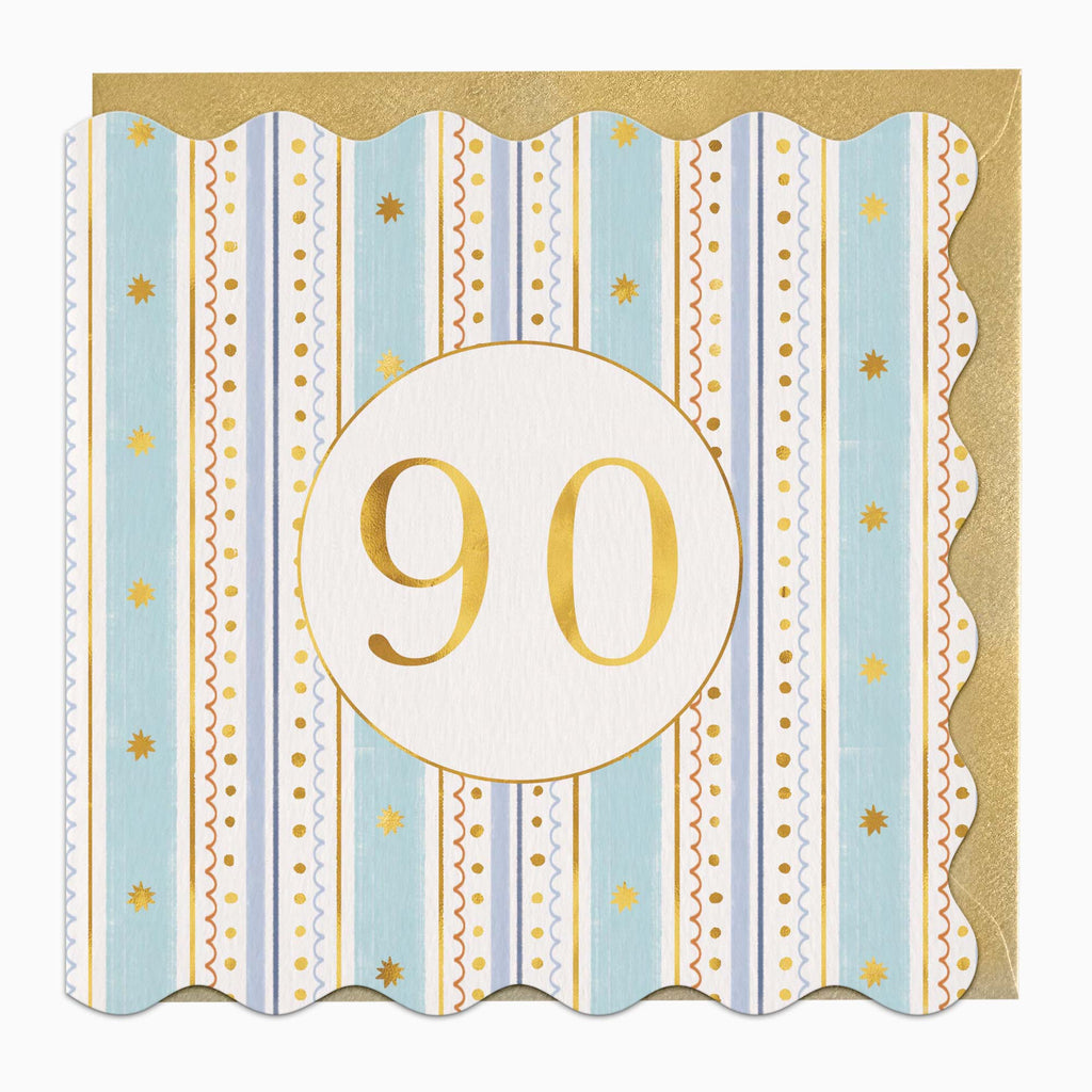 Greeting Card-H052 - Stripey 90 Birthday Card-Whistlefish