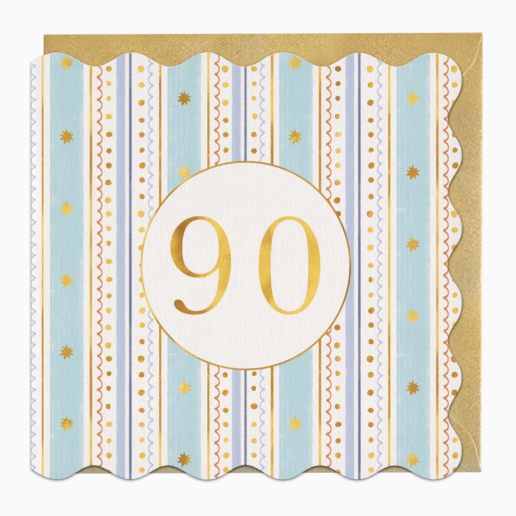 Greeting Card-H052 - Stripey 90 Birthday Card-Whistlefish
