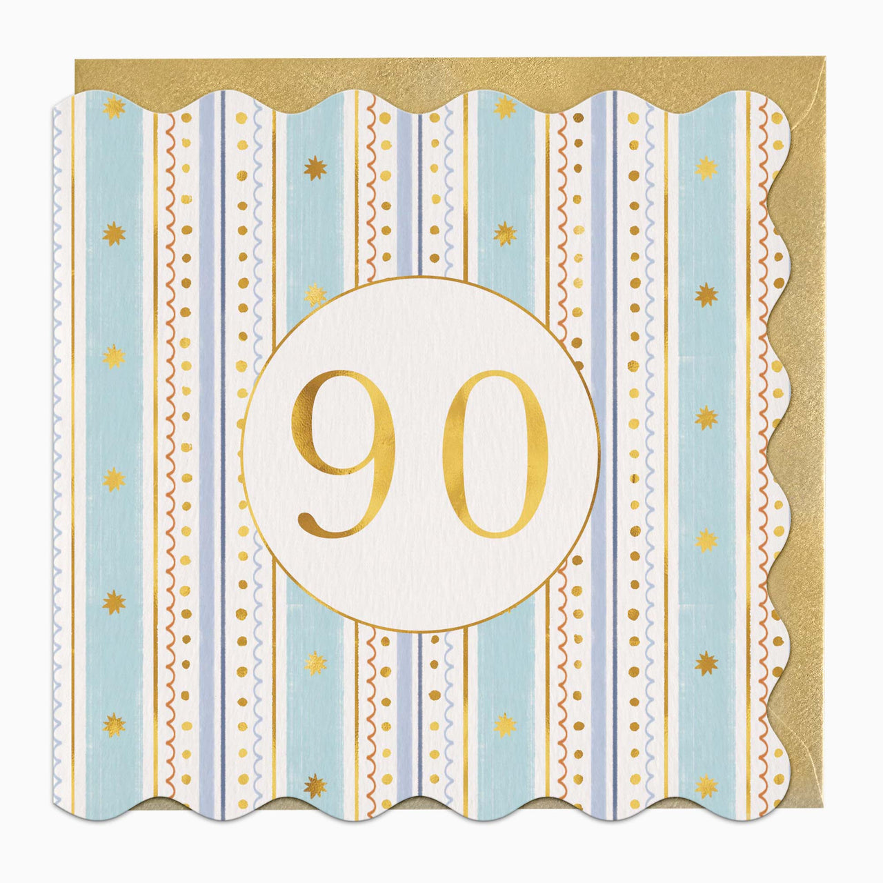Greeting Card-H052 - Stripey 90 Birthday Card-Whistlefish
