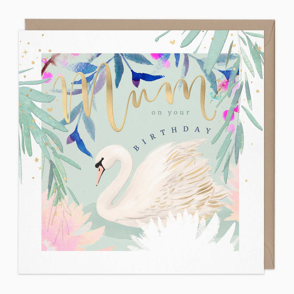 Luxury Card-LN136 - Swan Mum Luxury Birthday Card-Whistlefish