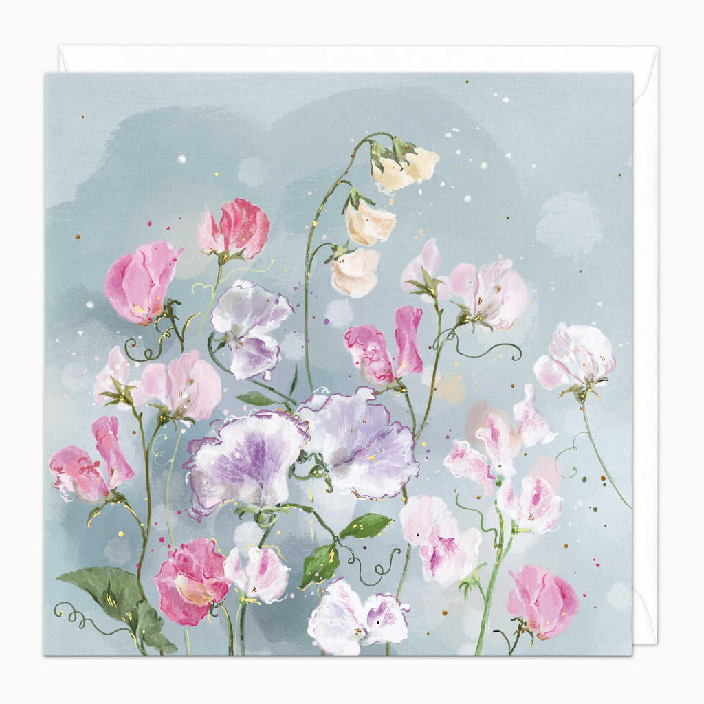 Greeting Card-G046 - Sweet Peas Art Card-Whistlefish