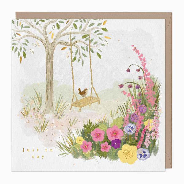 Greeting Card-G261 - Swing Among the Flowers Card-Whistlefish