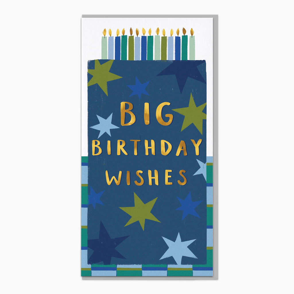 Greeting Card-H108 - Tall Cake & Candles Birthday Card-Whistlefish