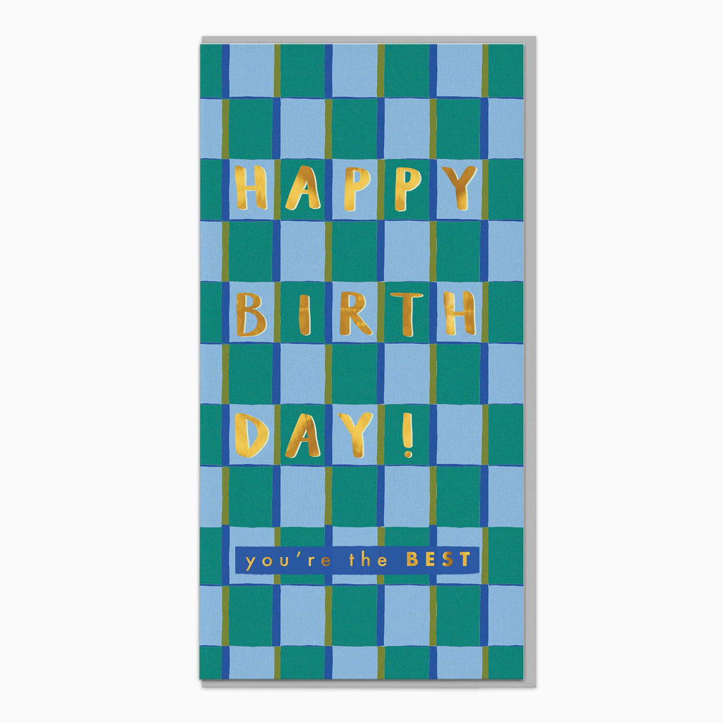 Greeting Card-H109 - Tall Checkered Birthday Card-Whistlefish