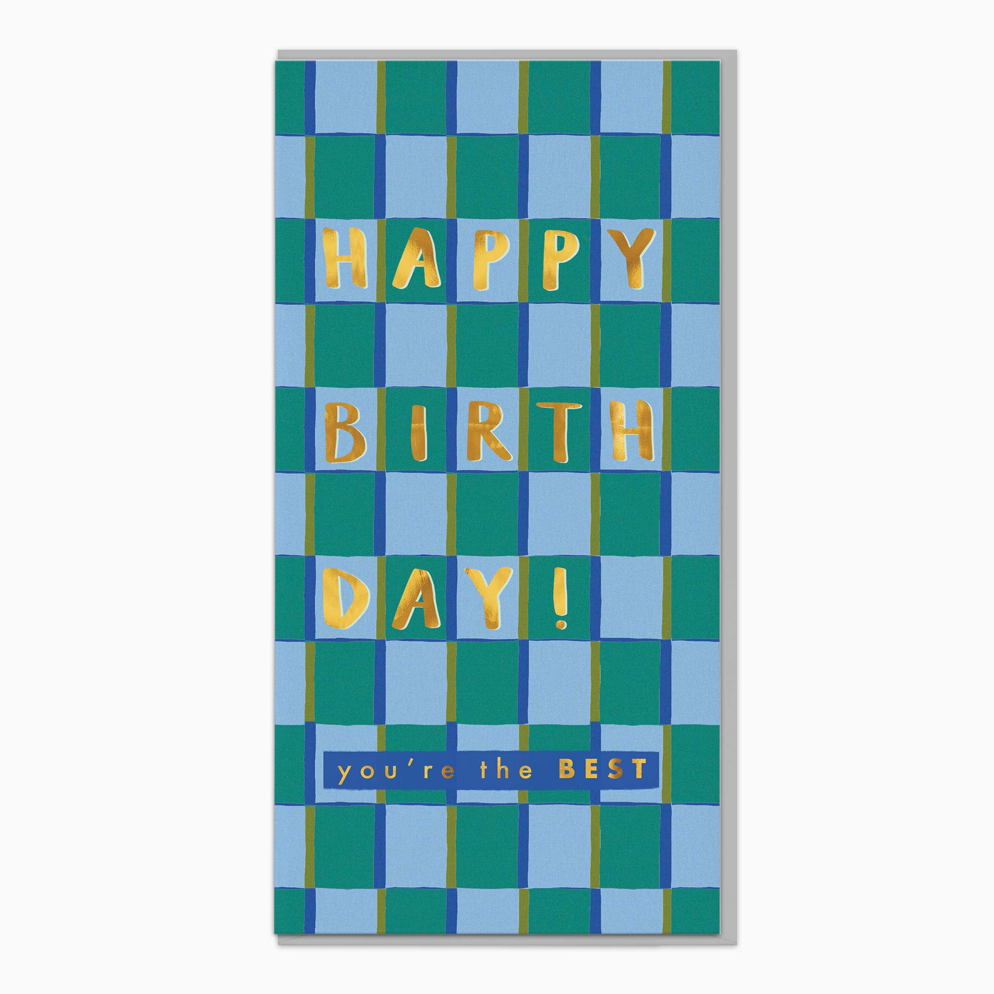 Greeting Card-H109 - Tall Checkered Birthday Card-Whistlefish