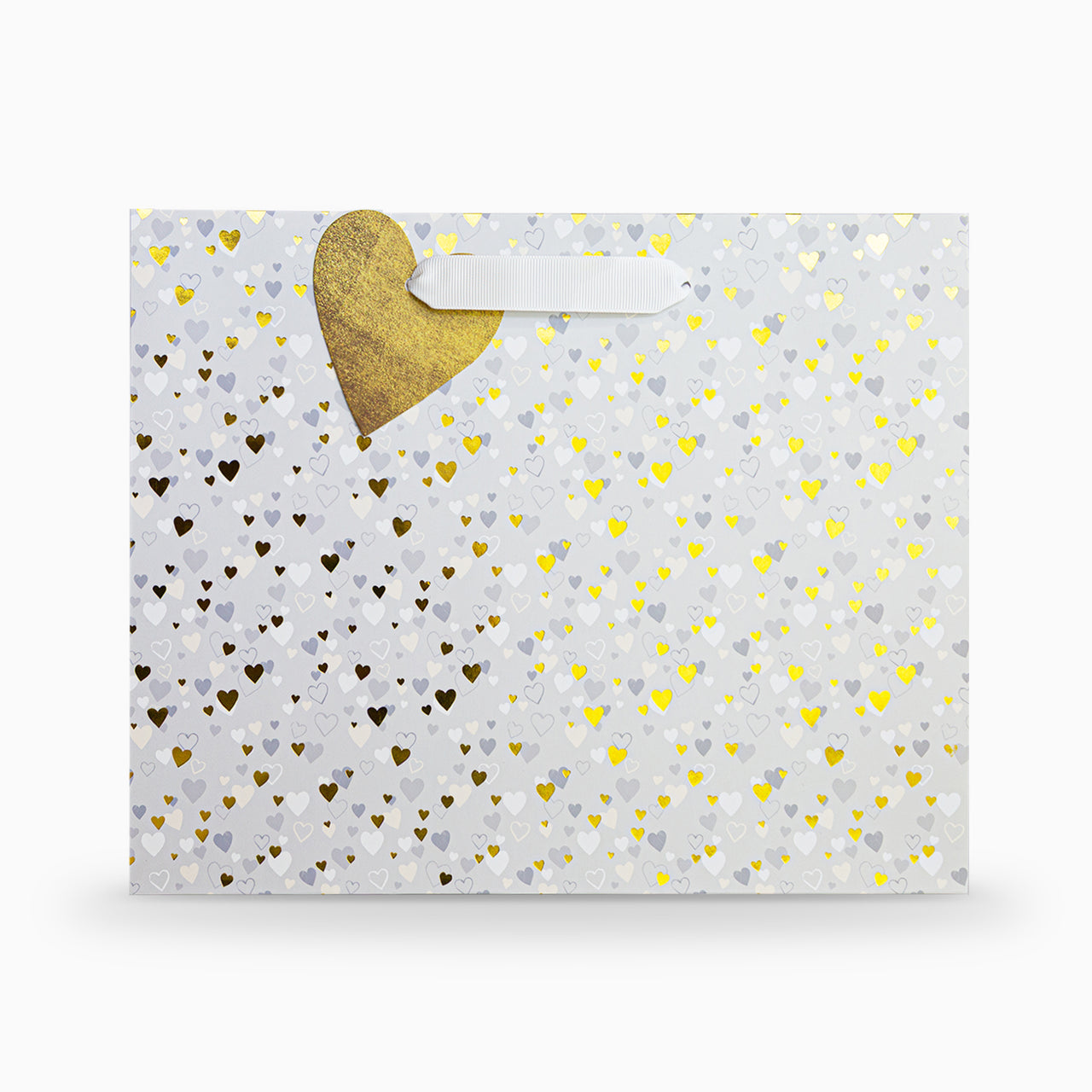Gift Bag-WGB04MB - Tiny Hearts Gold Medium Gift Bag-Whistlefish