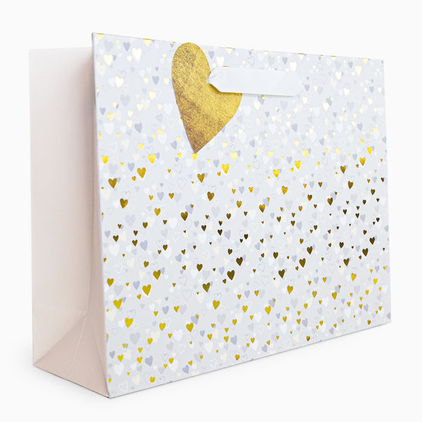 Gift Bag-WGB04MB - Tiny Hearts Gold Medium Gift Bag-Whistlefish