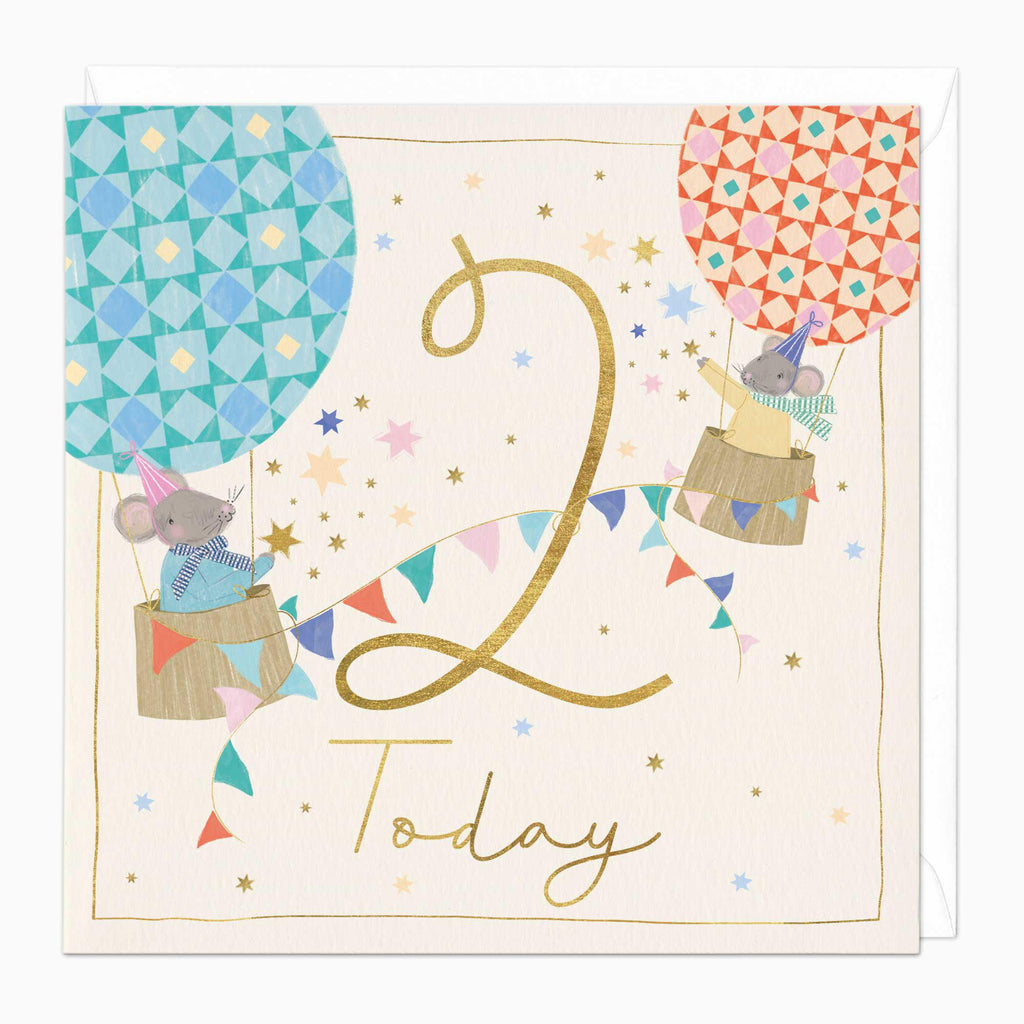 Greeting Card-F481 - Tiny Travellers Turn 2 Birthday Card-Whistlefish