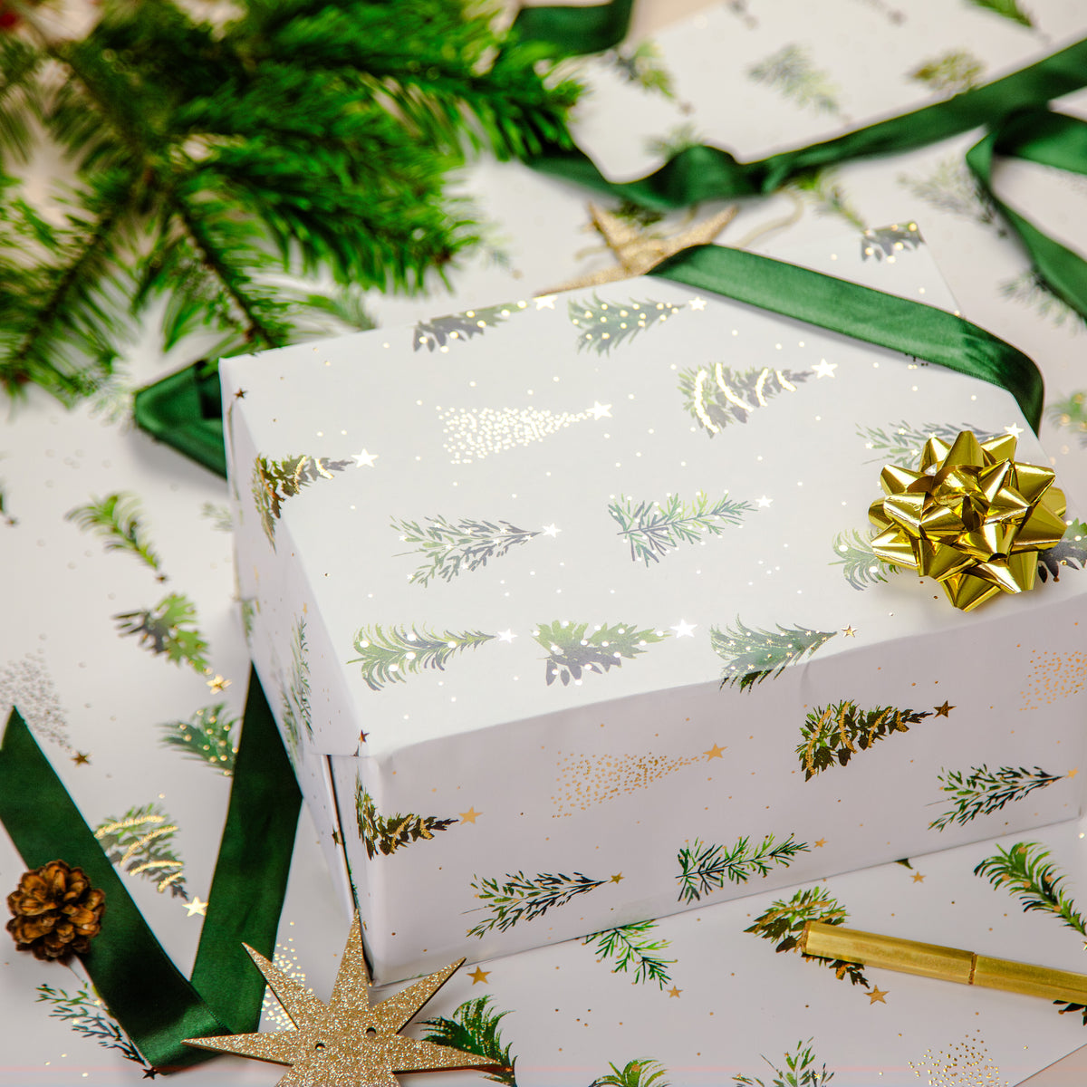FCWP003 - Festive Pines Foiled Wrapping Paper