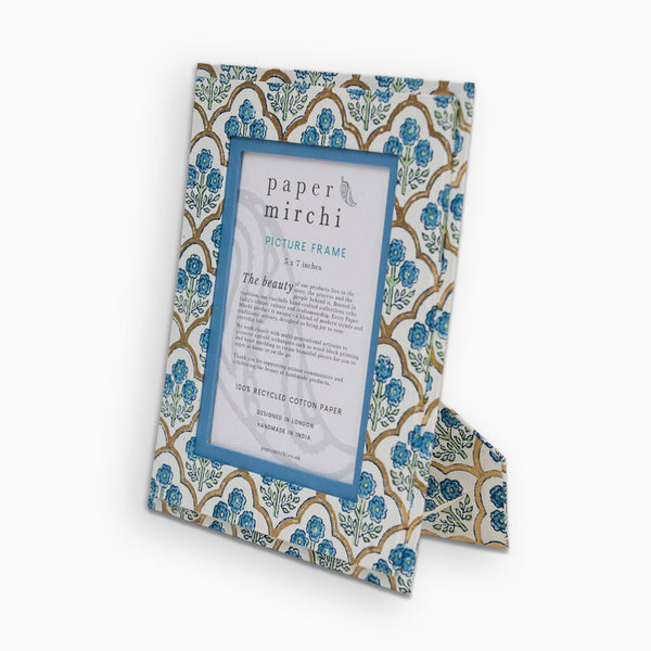 Picture Frame-PICBP03 - Trellis Indigo 5 x 7 Picture Frame-Paper Mirchi