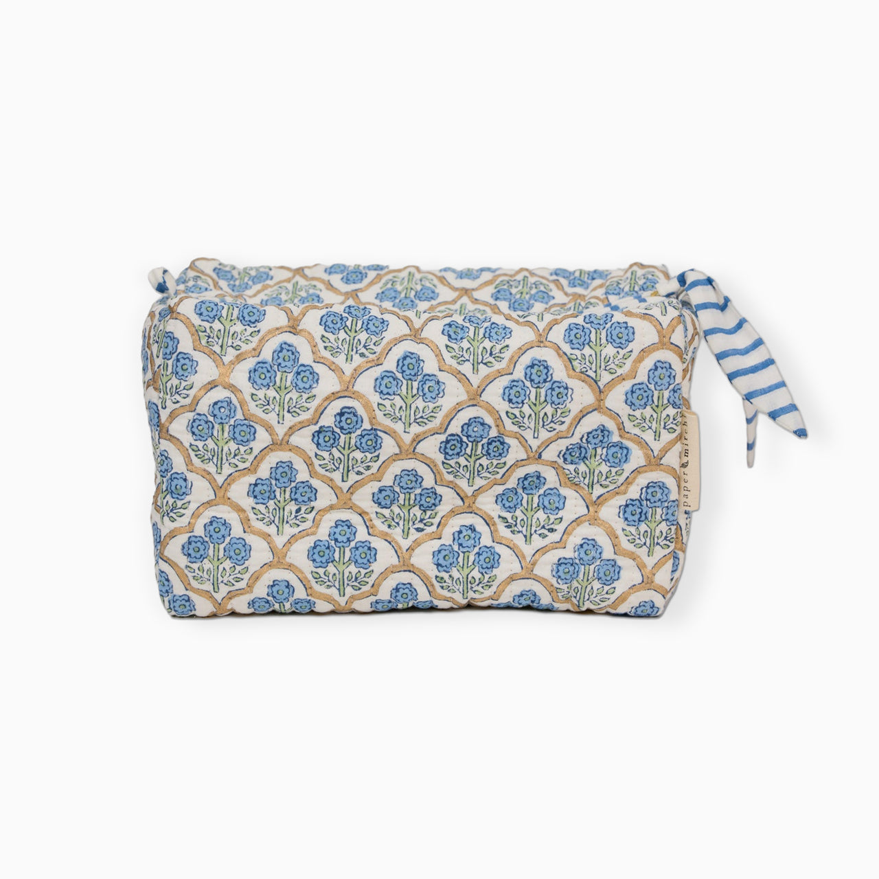 Cosmetic Bag-TOILBP06 - Trellis Indigo Large Cosmetic Bag-Paper Mirchi