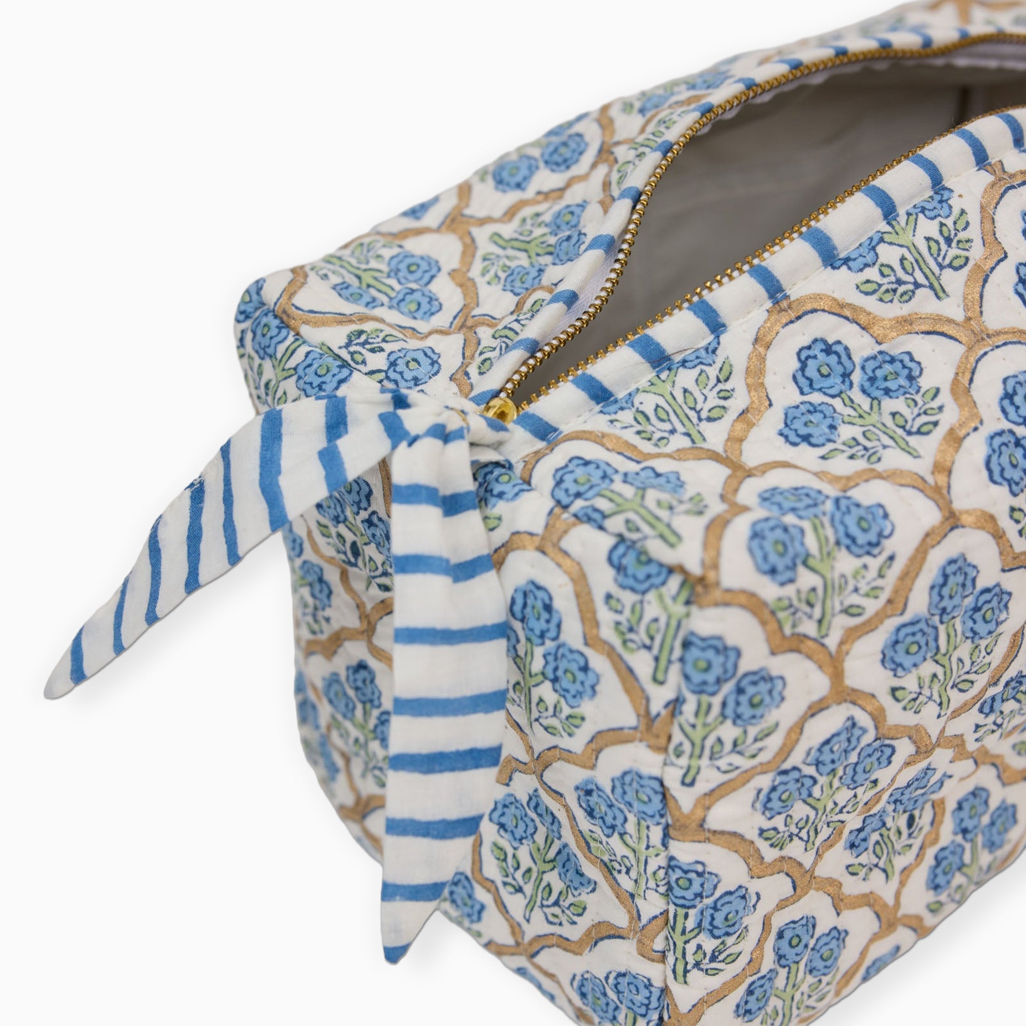 Cosmetic Bag-TOILBP06 - Trellis Indigo Large Cosmetic Bag-Paper Mirchi