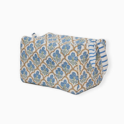 Trellis Indigo Large Cosmetic Bag - Whistlefish