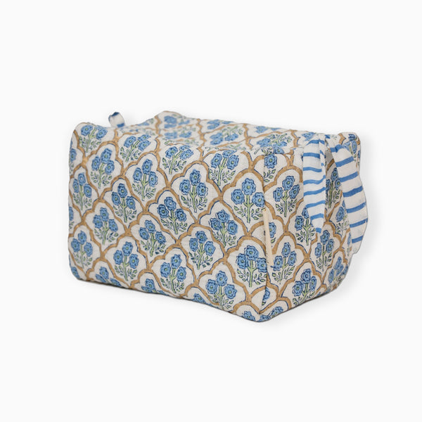 Trellis Indigo Large Cosmetic Bag - Whistlefish