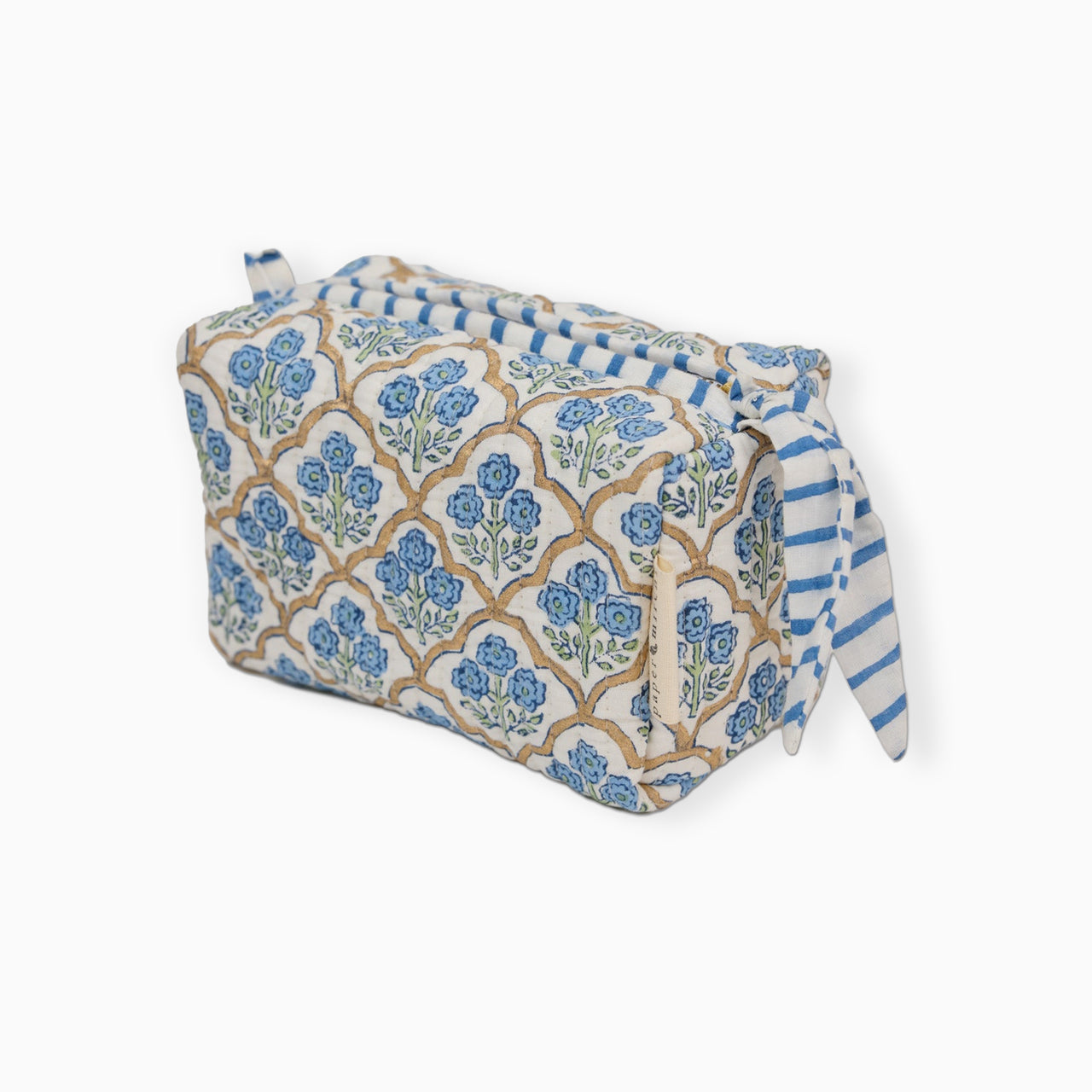 Cosmetic Bag-TOILBP04 - Trellis Indigo Small Cosmetic Bag-Paper Mirchi