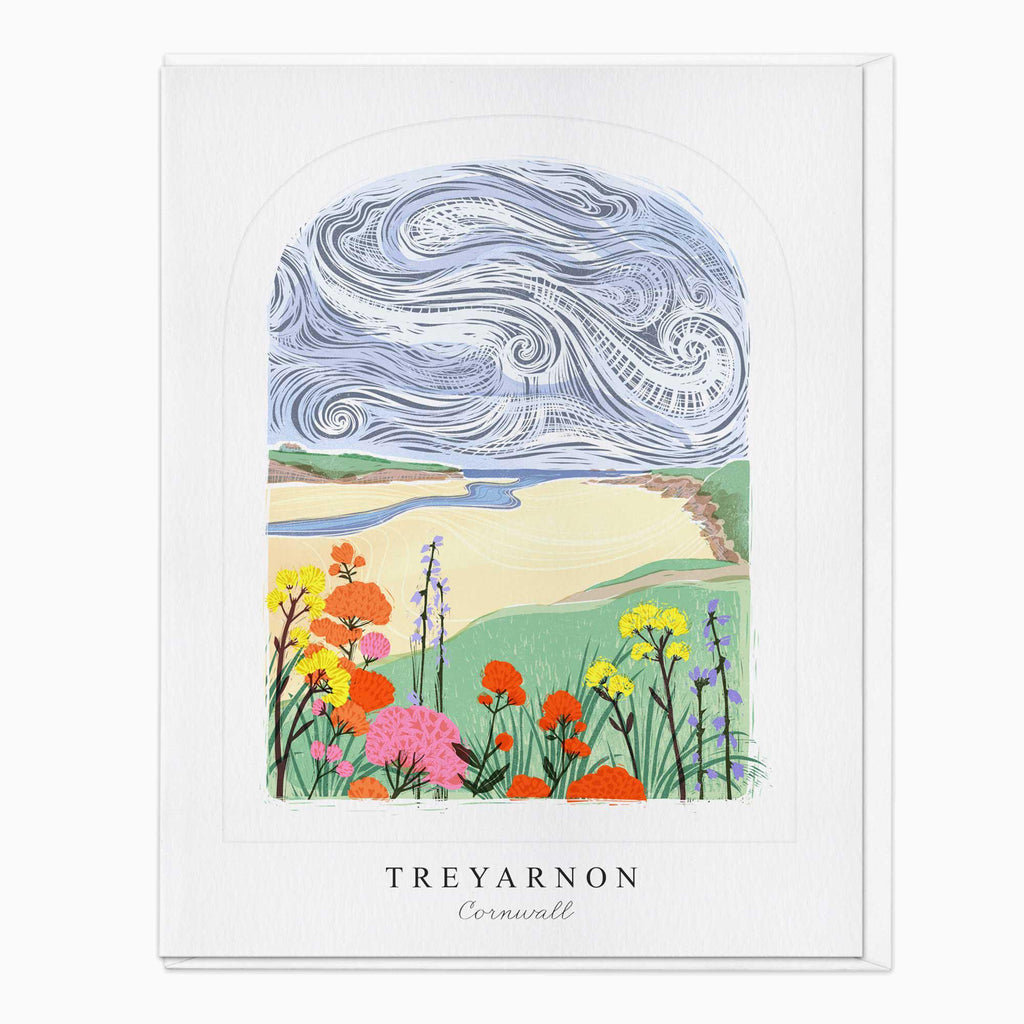 Treyarnon Arched Lino Card - Whistlefish