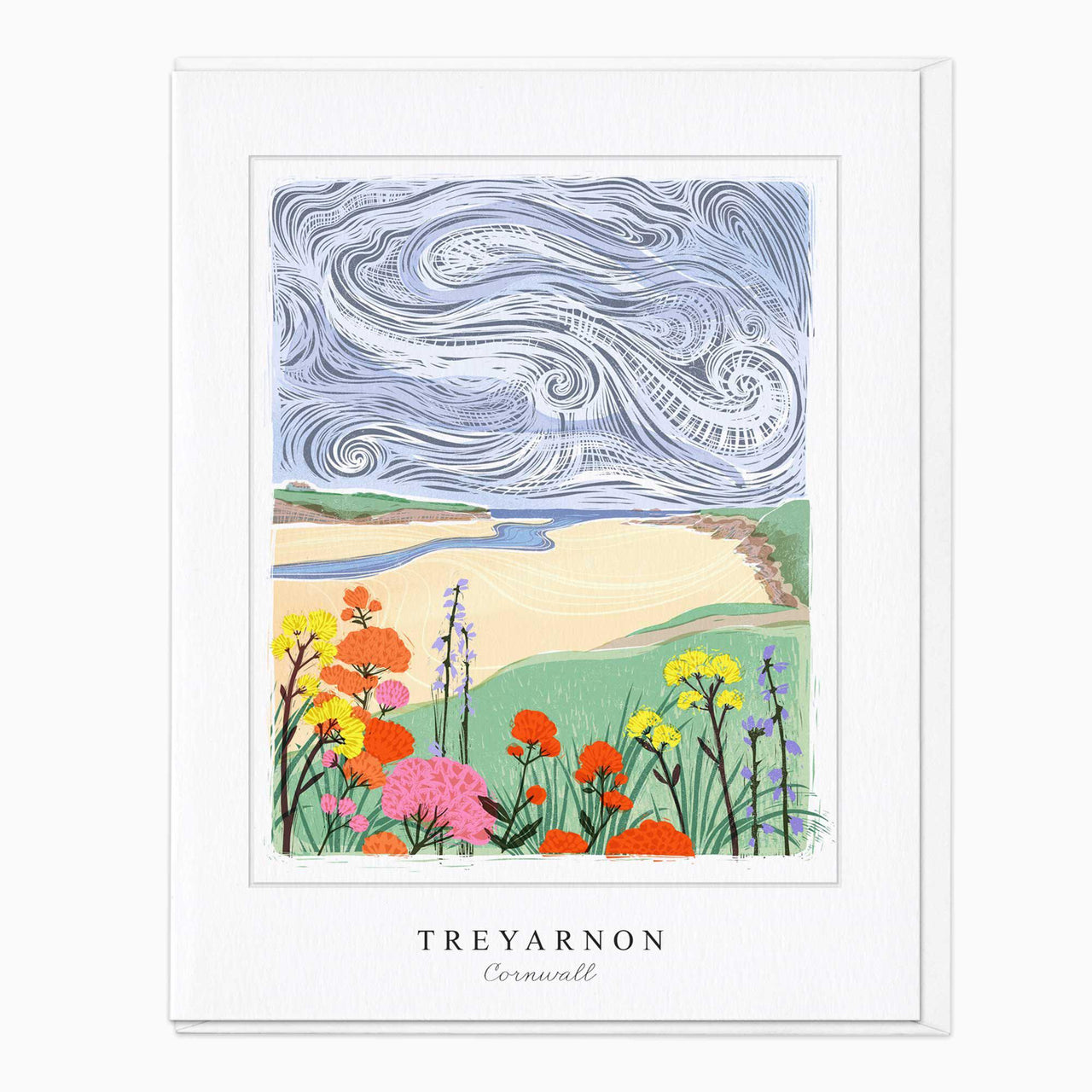 Greeting Card-G333 - Treyarnon Lino Art Card-Whistlefish