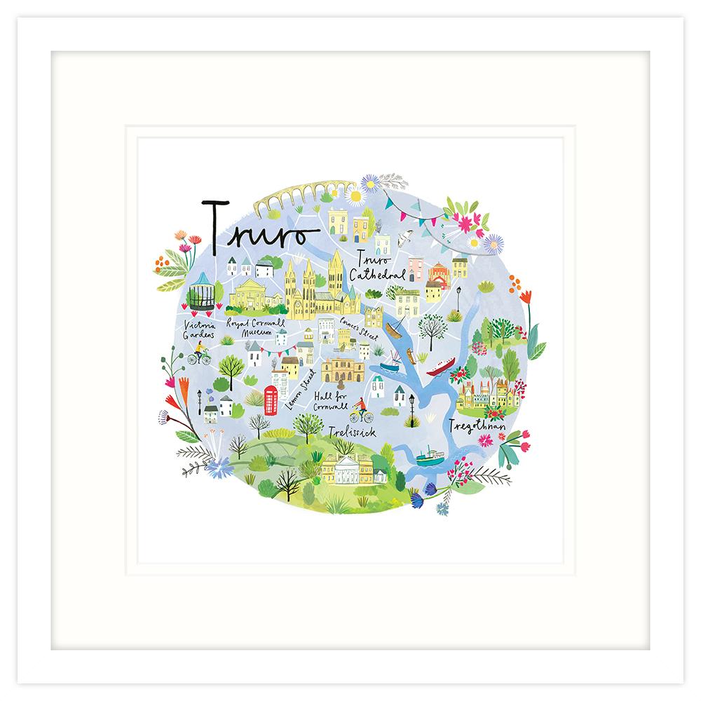 RC08F Truro Map Framed Print