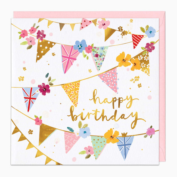 Greeting Card-G527 - Union Jack Bunting Birthday Card-Whistlefish