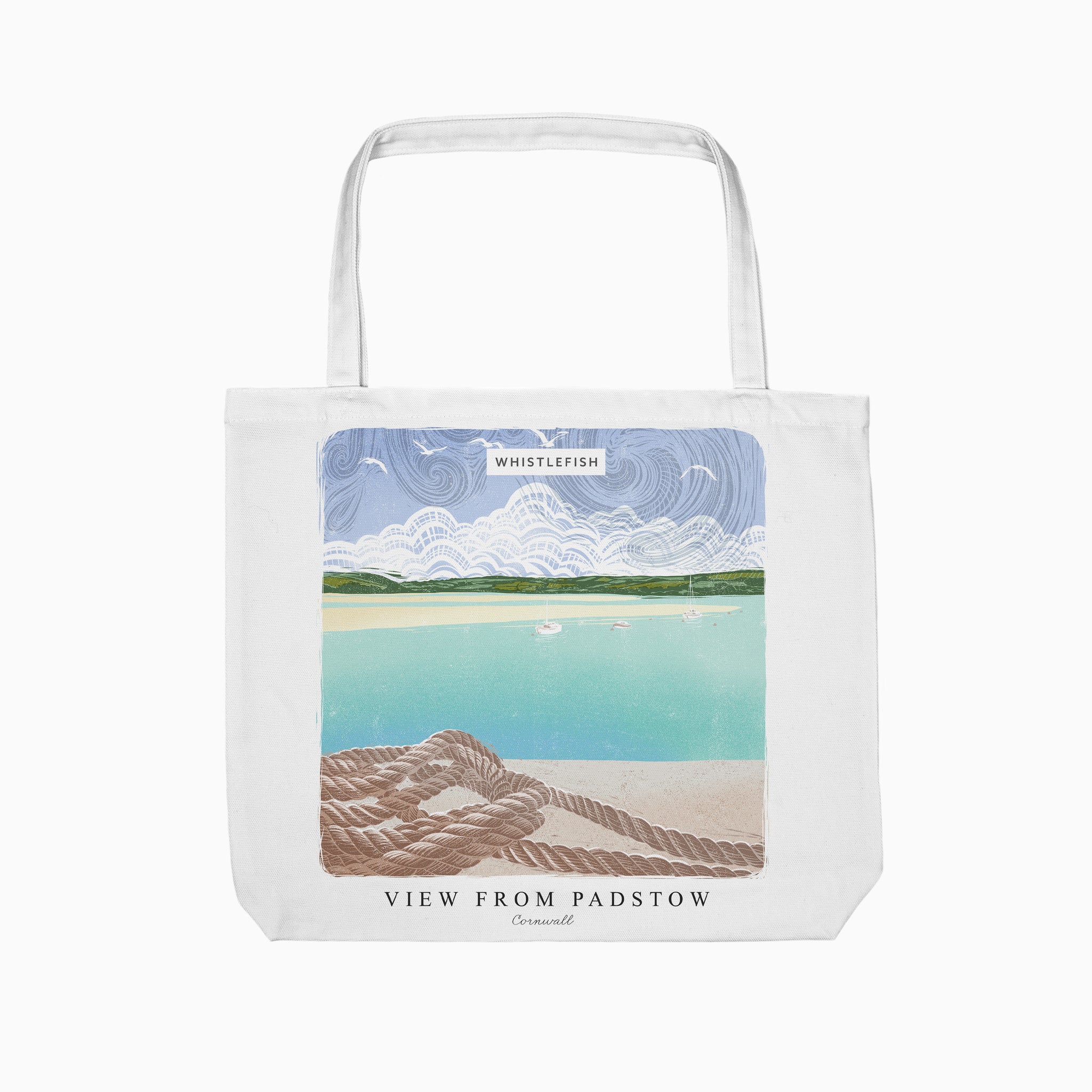 Tote Bag-WTB51 - View From Padstow Cornish Lino Tote Bag-Whistlefish