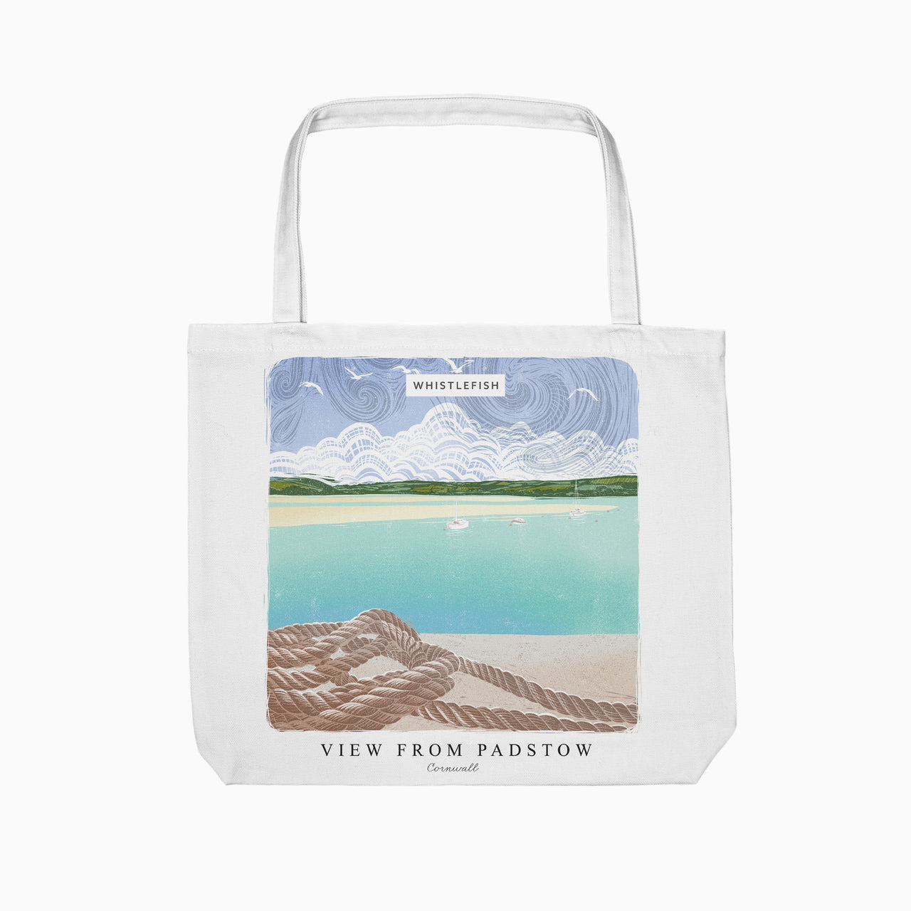 Tote Bag-WTB51 - View From Padstow Cornish Lino Tote Bag-Whistlefish