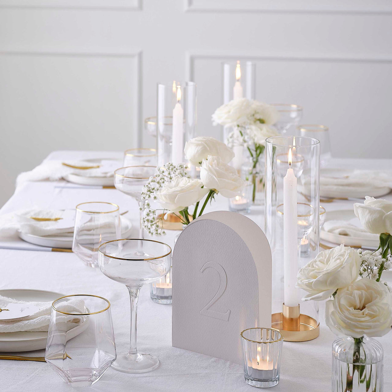 Place Cards - ML-105 - Wedding Place Cards with Gold Tassels - White Wedding Place Cards with Gold Tassels - Whistlefish
