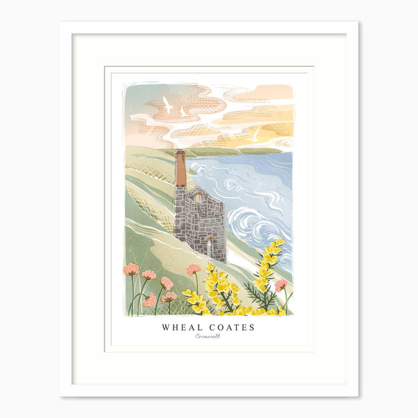 Framed Print-WF1223F - Wheal Coates Lino Small Framed Print-Whistlefish