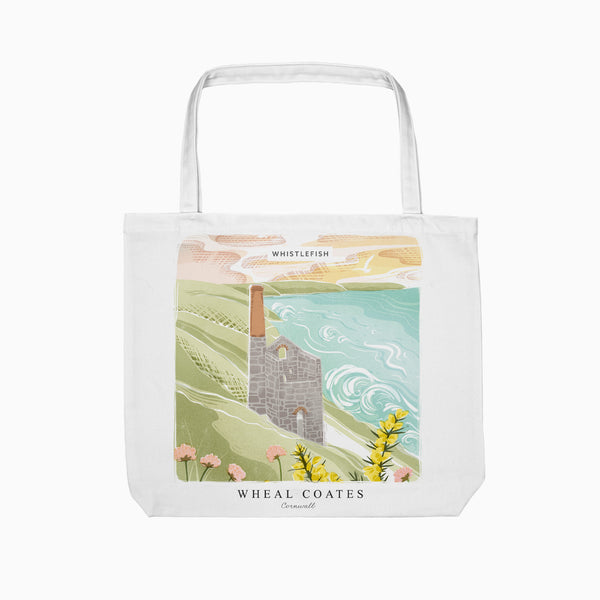 Tote Bag-WTB55 - Wheal Coates Cornish Lino Tote Bag-Whistlefish