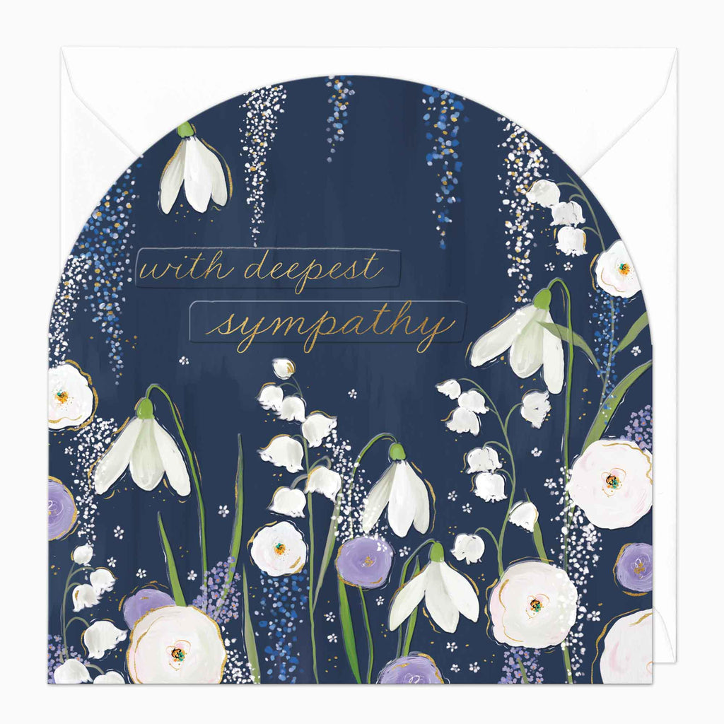 Greeting Card-F368 - White Blooms Sympathy Arch Card-Whistlefish