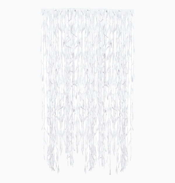 Decoration-BRA-336 - White Leaf Ribbon Backdrop-Ginger Ray