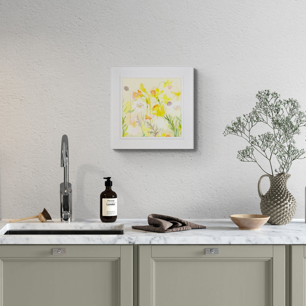 Framed Canvas - WFC110F - White Poppy Med Canvas Framed - White Poppy - Whistlefish