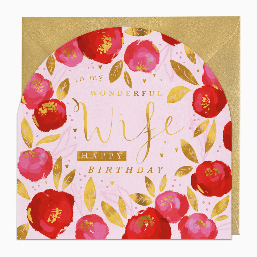 Greeting Card-H116 - Wife Roses Birthday Card-Whistlefish