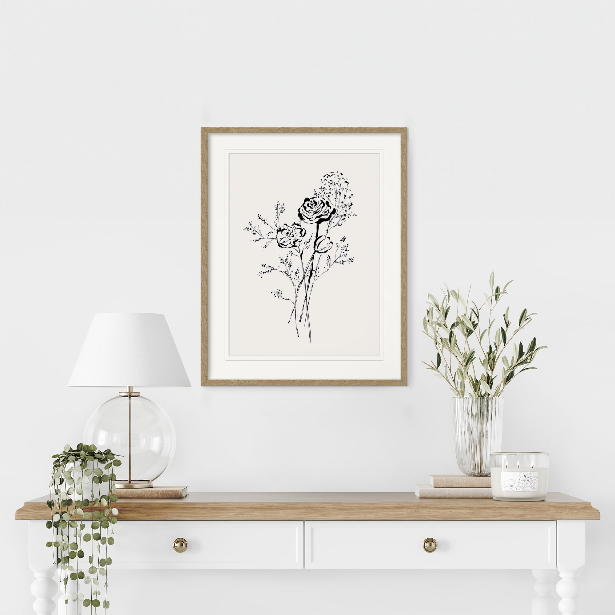 Framed Print-WF1205F - Wild Rose Stem Small Framed Print-Whistlefish