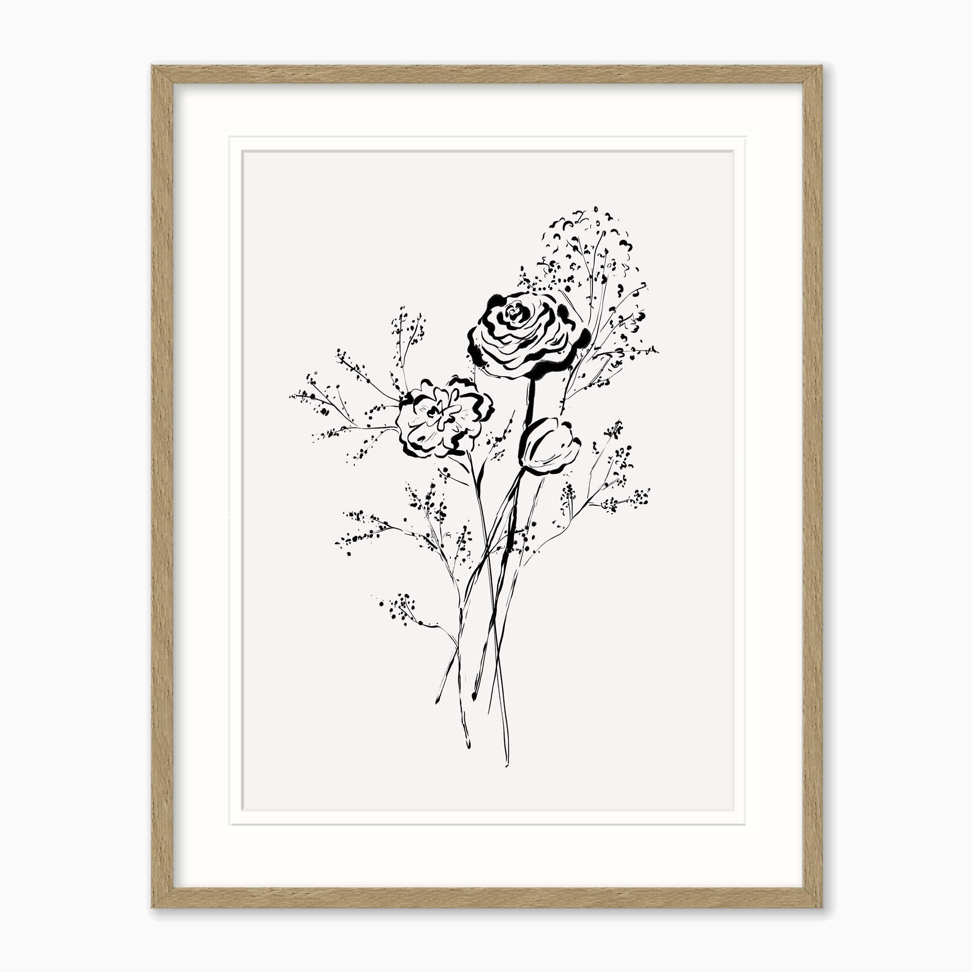 Framed Print-WF1205F - Wild Rose Stem Framed Print-Whistlefish