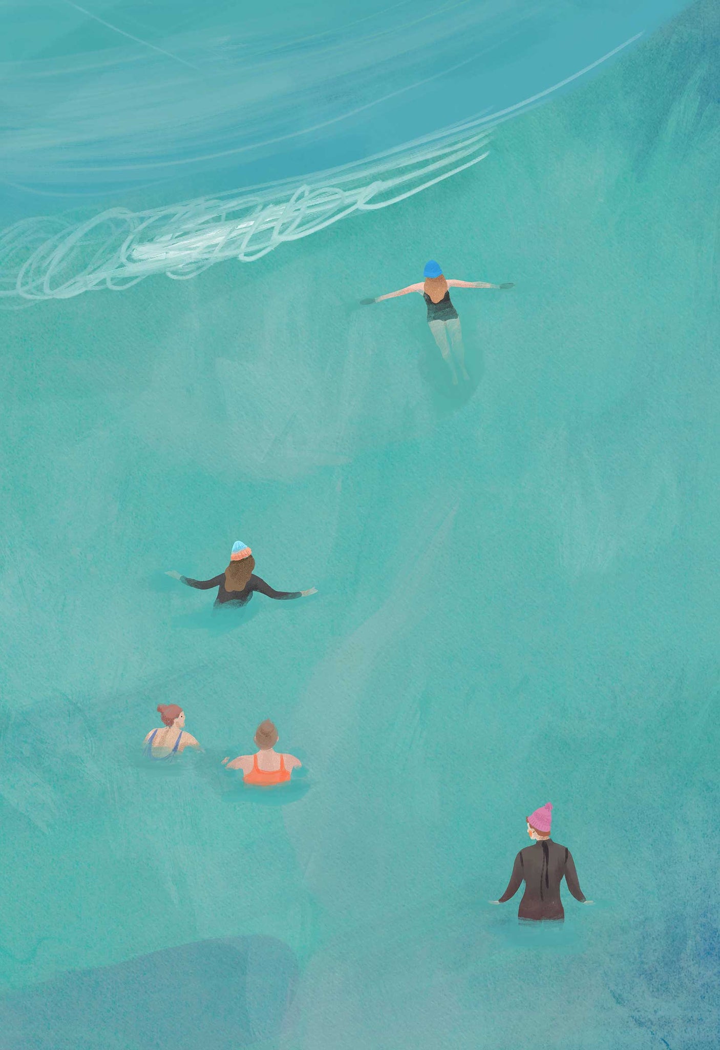 Framed Print-WF1251F - Wild Swimmers Small Framed Print-Whistlefish