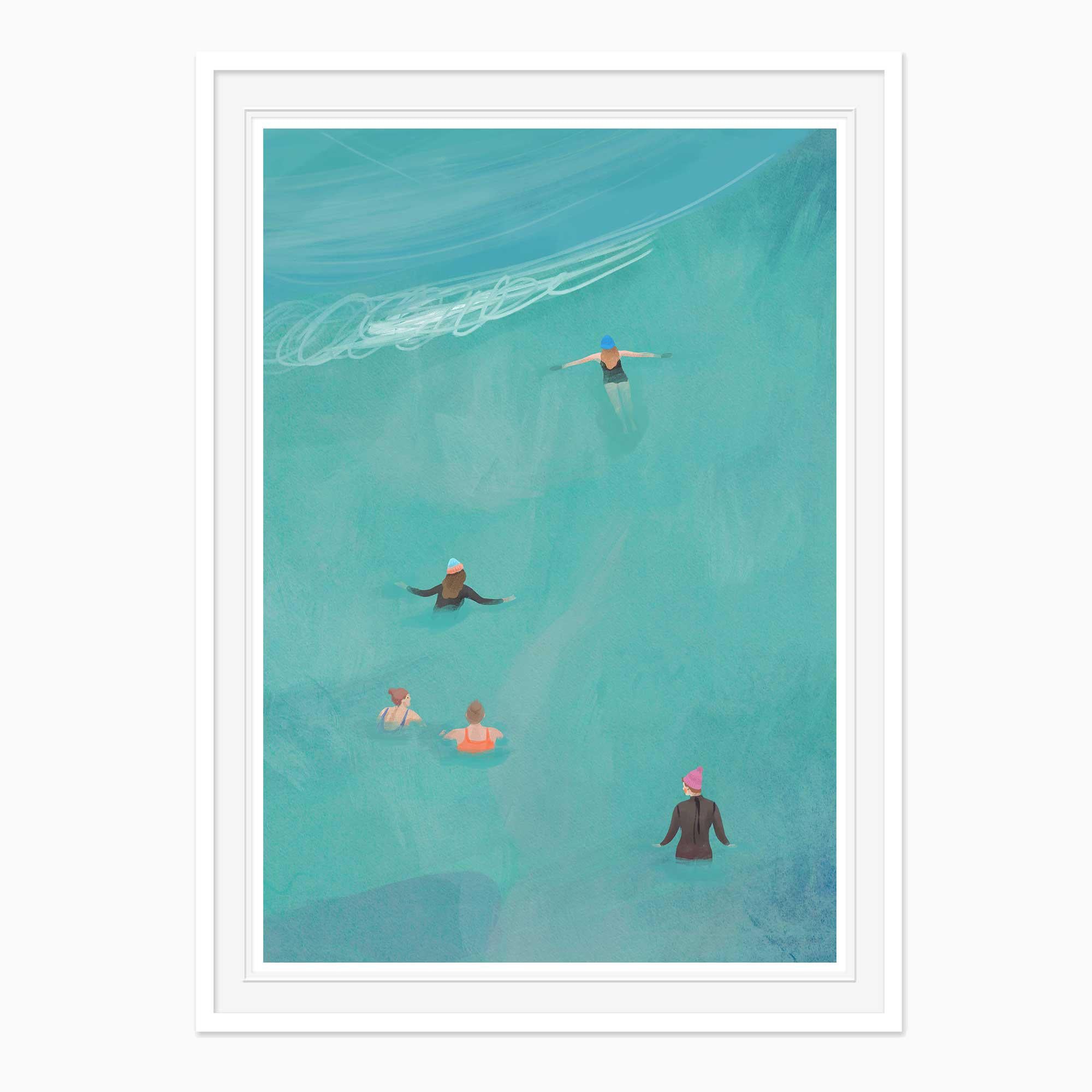 Framed Print-WF1251F - Wild Swimmers Small Framed Print-Whistlefish