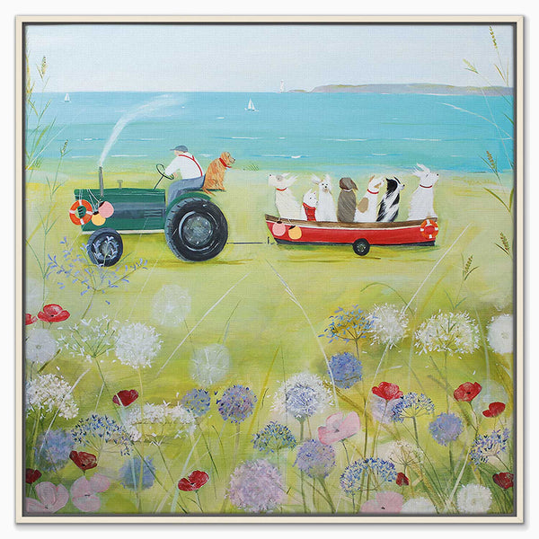 Canvas-HCC303F - Wind In Their Ears Framed Canvas-Hannah Cole